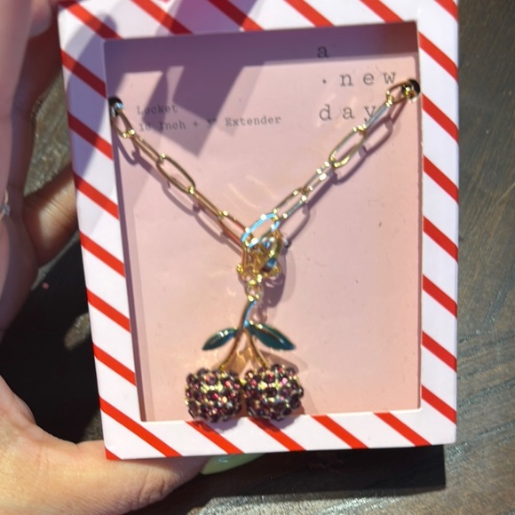 A New Day Gold and Red Cherry Necklace - Picture 2 of 2